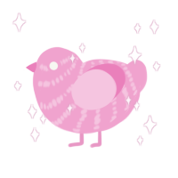A pink chicken with a bar pattern