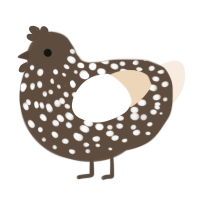 A bark and cream chicken with a speckle pattern