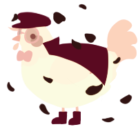 A white and rose chicken with a head pattern