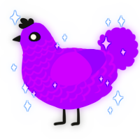 A violet chicken with a lace pattern