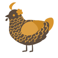 A bark and orange chicken with a lace pattern