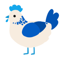 A cream and ultramarine chicken with a neck-speckle pattern