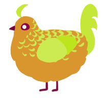 A orange and lime chicken with a half-lace pattern