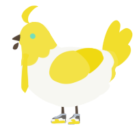 A white and yellow chicken with a head pattern