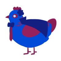 A ultramarine and crimson chicken with a neck-band pattern