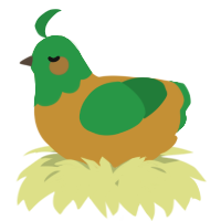 A gold and viridian chicken with a head pattern