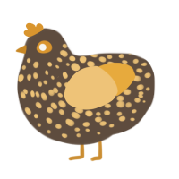 A bark and honey chicken with a speckle pattern