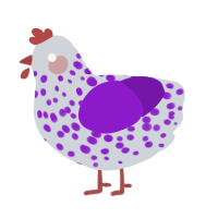 A mist and violet chicken with a speckle pattern