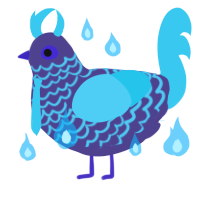 A overcast and aqua chicken with a lace pattern