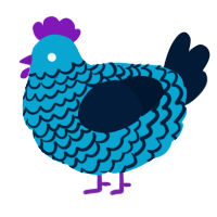 A cerulean and tumblr chicken with a lace pattern