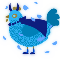 A aqua and sea chicken with a double-lace pattern