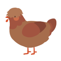A brown and russet chicken with a head pattern