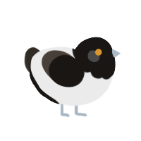 A black and mist chicken with a head pattern