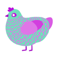 A mint and orchid chicken with a lace pattern