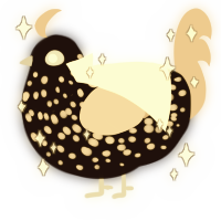 A sable and beige chicken with a speckle pattern