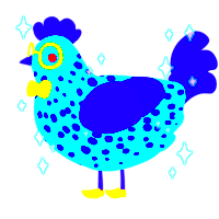 MS Paint, a turquoise and overcast chicken with a speckle pattern