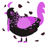 A sable and orchid chicken with a half-lace pattern