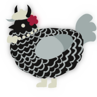 A sable and silver chicken with a lace pattern