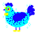 MS Paint, a turquoise and overcast chicken with a speckle pattern