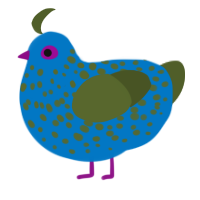 A sapphire and olive chicken with a speckle pattern