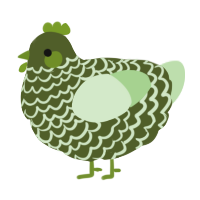 A olive and gluppy chicken with a lace pattern
