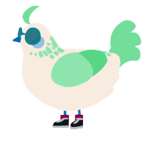 A cream and spring chicken with a neck-speckle pattern