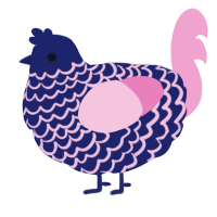 A navy and pink chicken with a lace pattern
