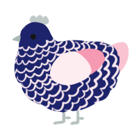 A navy and rose chicken with a lace pattern