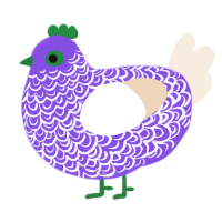A blurple and cream chicken with a double-lace pattern