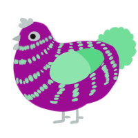 A plum and spring chicken with a bar pattern