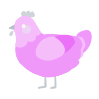 A lavender chicken with a head pattern