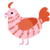 A rose and vermilion chicken with a bar pattern