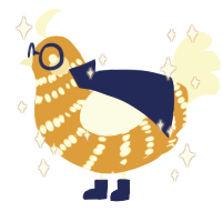 A orange and cream chicken with a bar pattern