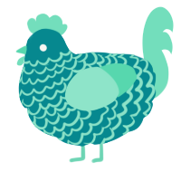 A teal and mint chicken with a lace pattern