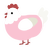 Rosé, a rose and white chicken with a head pattern