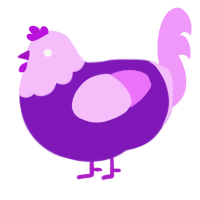 A violet and lavender chicken with a head pattern