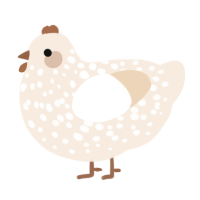 A cream chicken with a speckle pattern