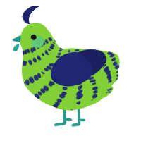 A grass and navy chicken with a bar pattern