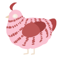 A rose and red chicken with a bar pattern