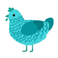 A aqua and teal chicken with a lace pattern