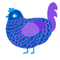 A ultramarine and blurple chicken with a lace pattern