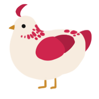 A cream and crimson chicken with a neck-speckle pattern