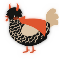 A black and beige chicken with a lace pattern