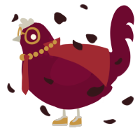 A maroon chicken with a neck-speckle pattern