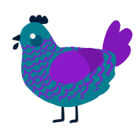 A sea and violet chicken with a lace pattern