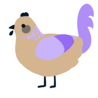 A beige and lilac chicken with a neck-speckle pattern