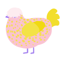 (unnamed), a rose and yellow chicken with a speckle pattern