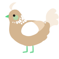 A beige and cream chicken with a neck-speckle pattern