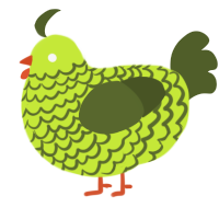 A lime and olive chicken with a lace pattern