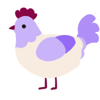 A cream and lilac chicken with a head pattern